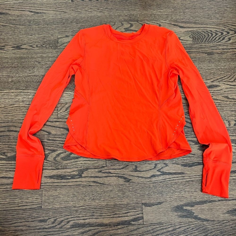 Lululemon UV Protection Fold-Over Running Long-Sleeve Shirt Solar Orange Size 4